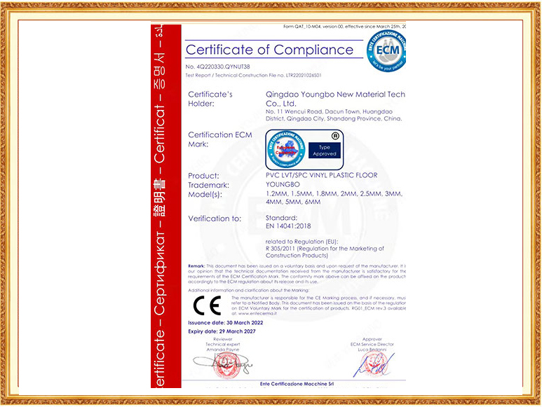 Certificate of Compliance證書